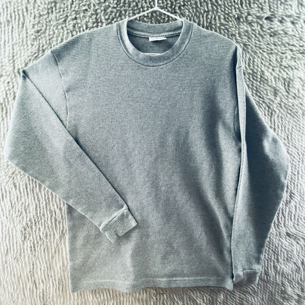 ProClub Pro 5 Men's Long Sleeve Shirt Heavyweight Thermal Waffle Knit Grey Large